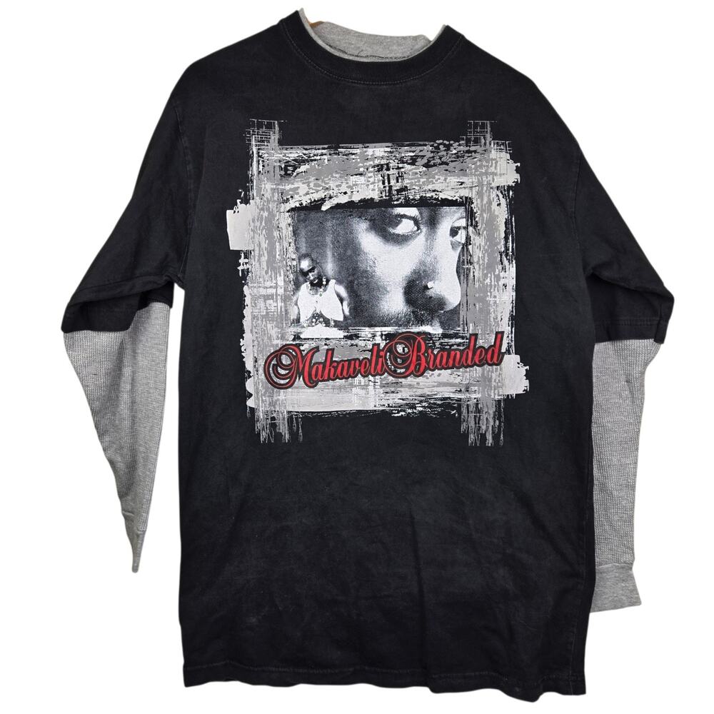 Makaveli Branded Long Thermal‎ Sleeve Size L Tupac Print Shirt